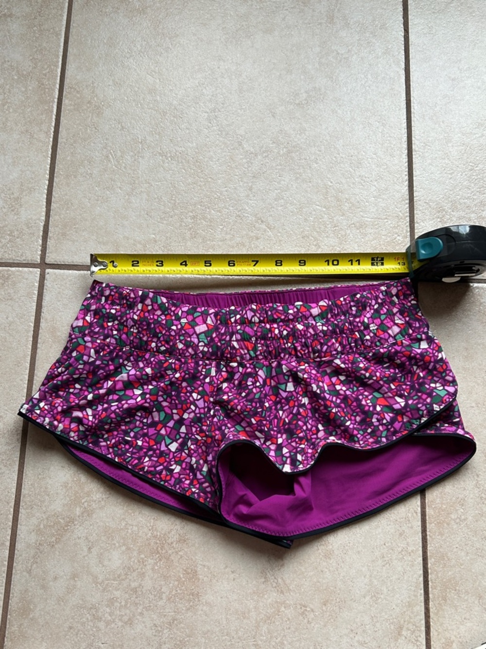 lululemon athletica double sized Purple Mosaic Ruffle Hem Athletic Shorts